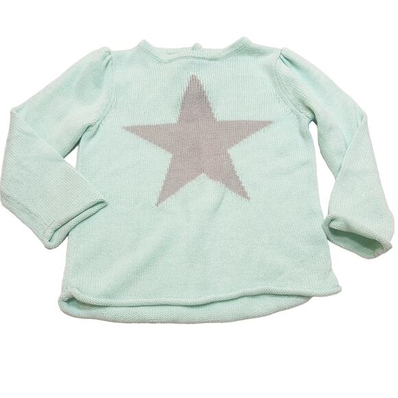 Mint Green Star Sweater sz 3T Girl's Knit Sweater Rolled neck knit sweater - Picture 1 of 6